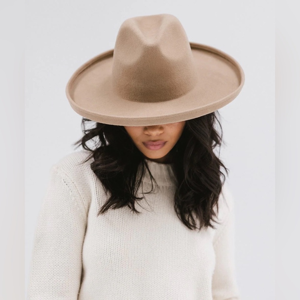 Gigi Pip Maude Pencil Brim Hat - Tan, size M/L 59cm - Picture 2 of 6